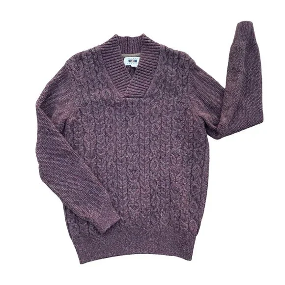 Joseph Abboud Wool Cable Knit Grandpa Sweater Preppy Old Money Fisherman-M - Picture 11 of 11